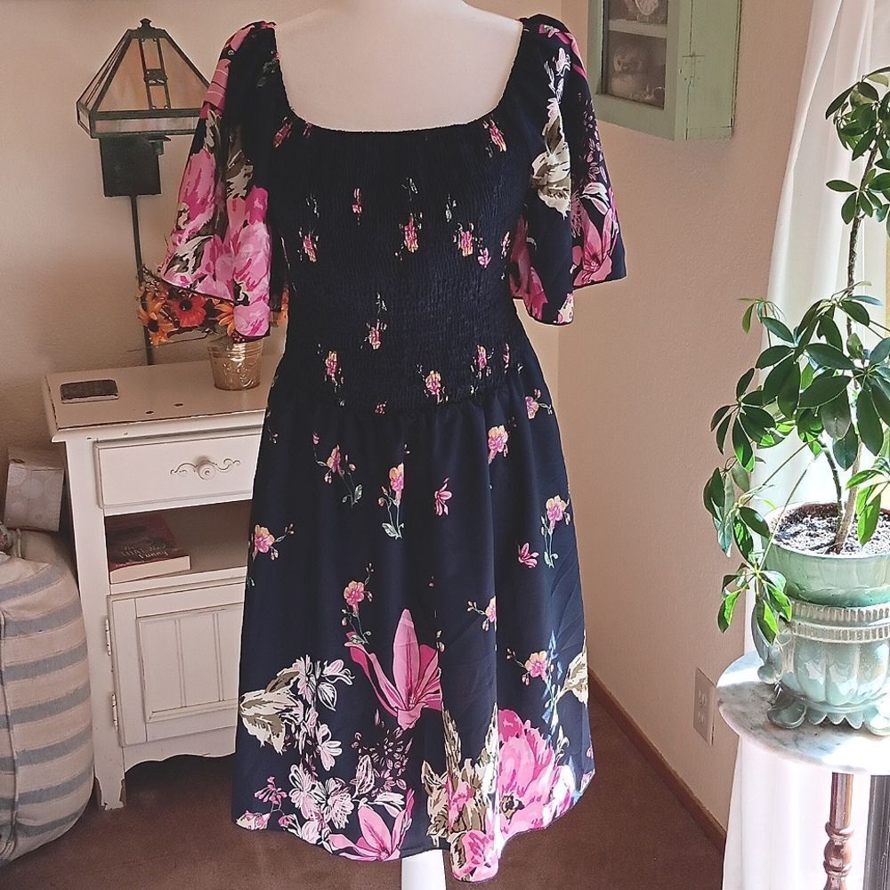 Shein Unity Plus Size Shirred Butterfly Sleeves C… - image 2